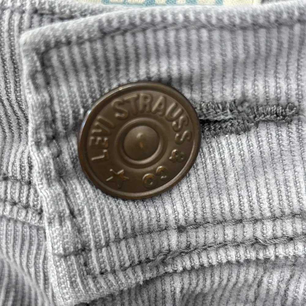 Levis 504 Slouch Straight Corduroy Pants Grey Womens Sz 35x31 Mid Rise Trousers‎